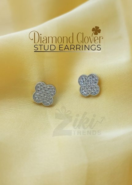 Diamond Clover Stud Earrings